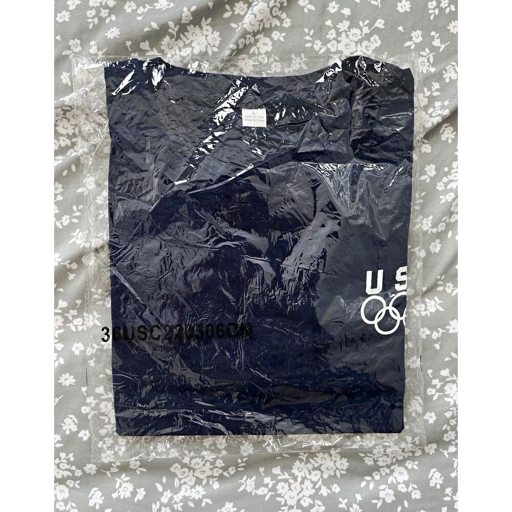 USA Olympic Rings Team Shirt Navy Blue Size L